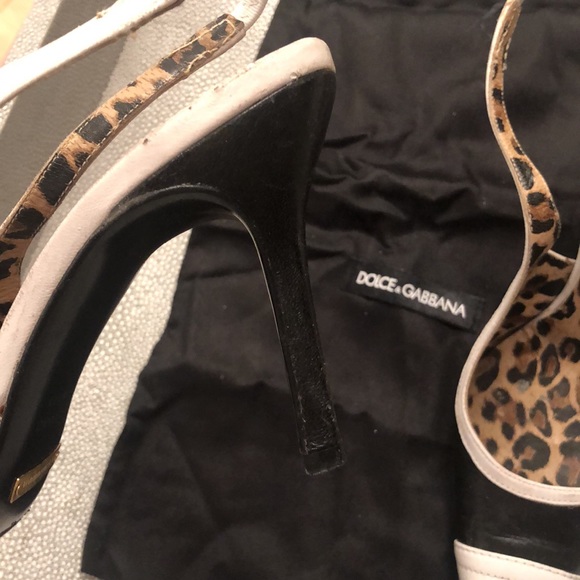 Dolce and Gabbana leather Black/White Tip Heels/leopard lining, size 36, 3” heel - Picture 8 of 11